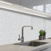 KitchenYeah Keuken achterwand 200x60 cm - Spatscherm zelfklevend Tegel - Patroon - Meerkleurig - Muurbeschermer - Spatwand fornuis