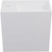 Vente-unique Witte hangende wastafel van solid surface met nis - Kraan links - 40 cm - PUMORI