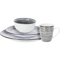 Sapir Servies set Dots - 16-delig - wit - porselein - dinerservies - tafelservies - serviesset voor 4 personen