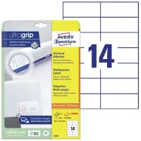 Avery-Zweckform 6136 Universele etiketten 105 x 42.3 mm Papier Wit 1 stuk(s) Permanent hechtend