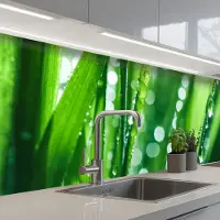 KitchenYeah Keuken achterwand 300x80 cm - Spatscherm zelfklevend Natuur - Gras - Groen - Muurbeschermer - Spatwand fornuis