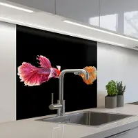 KitchenYeah Keuken achterwand 80x80 cm - Spatscherm zelfklevend Vissen - Kleurrijk - Dieren - Muurbeschermer - Spatwand fornuis