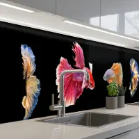 KitchenYeah Keuken achterwand 500x60 cm - Spatscherm zelfklevend Vissen - Kleurrijk - Dieren - Muurbeschermer - Spatwand fornuis