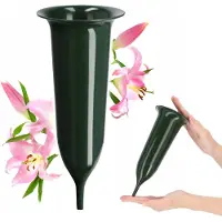 Kadax Groene Grafvaas 23cm met Steekpunt - Duurzaam en Weerbestendig