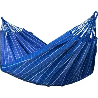 Finesse LUXE Colombiaanse Hangmat - 2 persoons -330 x 160cm- extra stevig- 100% BIOLOGISCHE KATOEN - Blauw - Cartago