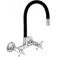 Yoka Home Wandkraan Keuken Zwart Retro Flexibele Uitloop Drukknop