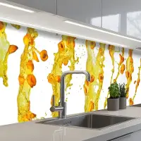 KitchenYeah Keuken achterwand 300x60 cm - Spatscherm zelfklevend Oranje - Geel - Splash - Fruit - Muurbeschermer - Spatwand fornuis