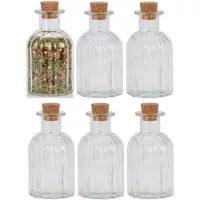 Excellent houseware Kruidenpotjes - kleine potjes of flesjes - 24x stuks - glas - transparant - 120 ml - met dop van kurk - flessenpost - weckpotten