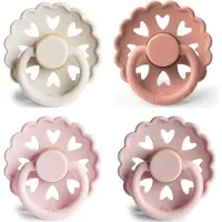 Frigg Fairytale Fopspeen set 4 stuks - Cream - Peach - White Lilac - Primrose - 0-6 maand maat 1