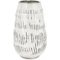 Artpol Keramieken Vaas Wit-Grijs met Vintage Effect - 34,5 cm