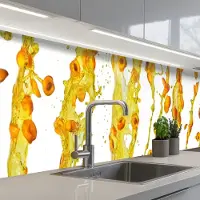 KitchenYeah Keuken achterwand 350x60 cm - Spatscherm zelfklevend Oranje - Geel - Splash - Fruit - Muurbeschermer - Spatwand fornuis
