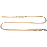 Dingo Gevlochten Leren Hondenhalsband, Zacht, 1.2x180cm, Natuurlijk