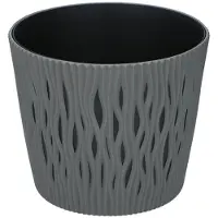 Prosperplast SANDY ROUND plastic potten RONDE IN GRIJS 22,5 X 22,5 X 19,2 CM