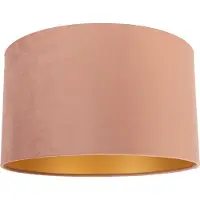 QAZQA Fluwelen lampenkap roze 35/35/20 met gouden binnenkant