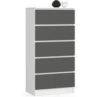 Akord Ladekast K60 met 5 Lades / Furniture Factory / Wit - Grafietgrijs / 60 x 121 x 40 cm