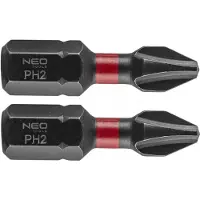 Neo Tools 2x PH2 Slagbits 25 mm HEX 1/4" S2 Stal NEOLS