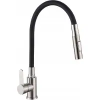 Invena Dalis Keukenkraan - Inox/Zwart, Flexibele Uitloop