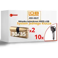 LOB 2x ARES Cilinderslot 30/35mm Messing met 10 sleutels