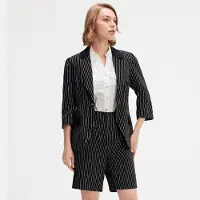 Smart & Joy Bi-materiaal Gestreepte Jas