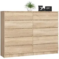 Akord Ladekast K160 met 10 Lades / Furniture Factory / Sonoma Eik / 160 x 121 x 40 cm