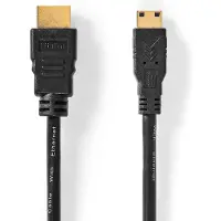 Nedis High Speed ​​HDMI-Kabel met Ethernet - HDMI Connector - HDMI Mini-Connector - 4K@30Hz - 10.2 Gbps - 1.50 m - Rond - PVC - Zwart - Label
