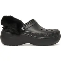 Crocs Klomp Women Classic Platform Fuzz Lined Clog Black-Schoenmaat 37 - 38