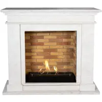 Xaralyn Bio-ethanol haard - Kos BST-SWP - wit gepolijst natuursteen - 3 KW verwarming - haardombouw inclusief inbouwhaard - schouw