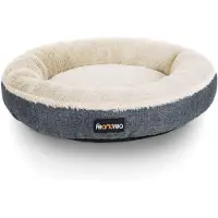 Feandrea Hondenbed, mand voor honden, kattenbed, donutvorm, diameter 65 cm, donkergrijs, model PGW065G01