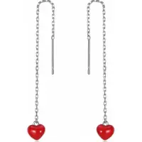 Charme Bijoux Zilveren doorsteek oorbellen - met klein rood hartje -