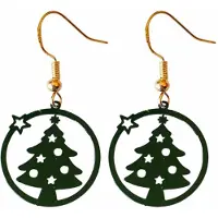Charme Bijoux Zilveren oorbellen kerstboom donkergroen -