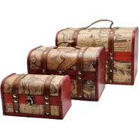Awgifts Boutique Trukado - Schatkist Wereldkaart Vintagelook - Set van 3