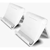 LONGZIMING -2 Stuks Opvouwbare Telefoonhouder – Verstelbare Tafelstandaard voor Smartphone en Tablet, Inklapbare Telefoonstandaard met Antislip Basis – Draagbaar en Stevig Design (Wit)