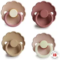 Frigg DAISY Fopspeen set 4 stuks - Latex - Maat 2 - vanaf 6 maanden - Croisant - Peony - Blush Night - Dusty Rose