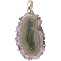 MOOYE ® - Collectie Zilveren Amethist Roos Stalactiet edelsteen vrije vorm XL hanger