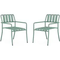 Vente-unique Set van 2 opstapelbare tuinstoelen van metaal - Amandelgroen - BIRMOS van MYLIA