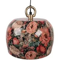 Clayre & Eef hanglamp, diameter 26 cm, hoogte 25 cm, groen, roze, metaal