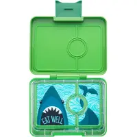 Yumbox Snack - lekvrije Bento box lunchbox - 3 vakken - Jurassic Groen / Haai tray