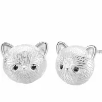 Charme Bijoux oorbellen- Poes- Zilverplating -