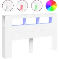 vidaXL Hoofdbordkast met LED-verlichting 160x17x102 cm wit