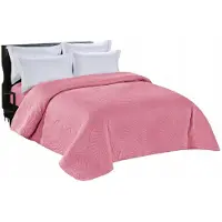 Cotton World Gewatteerde Dubbelzijdige Bedsprei 220x240cm - Poederroze