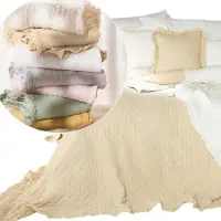Markizeta Decoratieve spread met ruches, beige, 220x240 cm