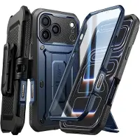Supcase Unicorn Beetle Pro Hoesje Geschikt voor Apple iPhone 17 Pro - Stofdichte Case met Ingebouwde Screenprotector - Full Protect valbescherming - Met Holster en Kickstand Blauw
