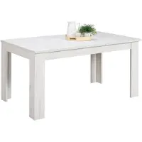 Homestyle4u Eettafel - 160x90 cm - Uitschuifbare Eetkamertafel - Massief hout - Wit