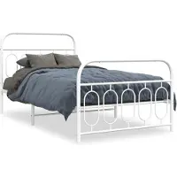 vidaXL Bedframe met hoofd- en voeteneinde metaal wit 107x203 cm