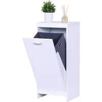 Relaxdays wasrek, met uitschuifbare waszak van 48 liter, afmetingen: 90 x 40 x 35 cm, vochtbestendige badkamerkast, wit