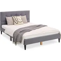 Homestyle4u Tweepersoonsbed - 140 x 200 cm - Gestoffeerd bed - Grijs