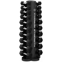 Titanium Strength Hex Dumbbell Set 1-10 KG met Compact Verticaal Rack