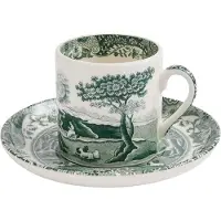 Spode Heritage Green Italian kop en schotel Groen, espresso, 9 cl