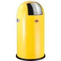 Wesco Pushboy Prullenbak | 50 Liter | Metaal - Citroengeel | Vuilnisbak - Made in Germany