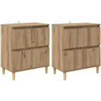 vidaXL Dressoirs 2 pcs Artisan Eiken 60 x 35 x 70 cm Bewerkt hout